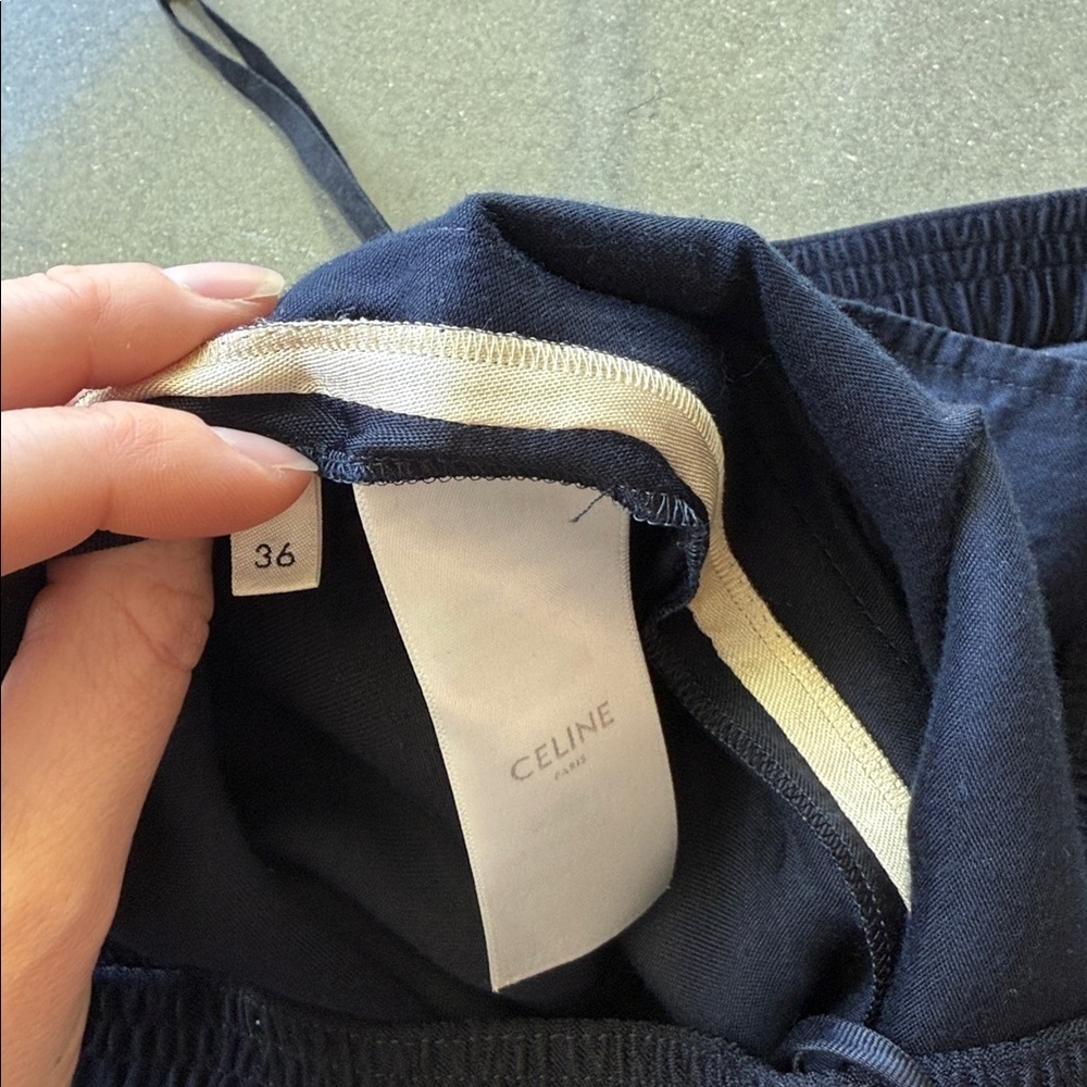 Celine Satin Track Pants Navy White Stripe - Picture 7 of 13